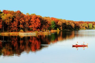 Rock Cut State Park, Illinois - Reflections in Pierce Lake - Fall Colors