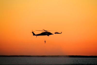 Sunset, Coast Guard Rescue Practice, San Diego Bay