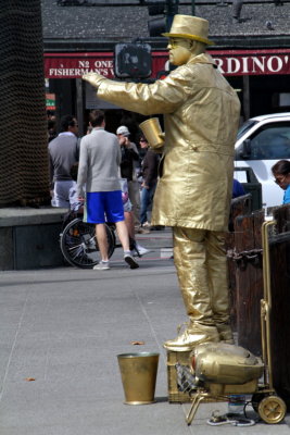 Golden man, Fisherman's Wharf, San Francisco