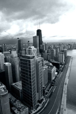 Chicago view from Lake Point Tower 70th floor  - Open House Chicago 2012, Black and White