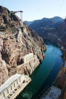Colorado River flowing away from Hoover Dam, Nevada