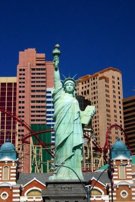 Lady Liberty faces at NY NY, Las Vegas, NV