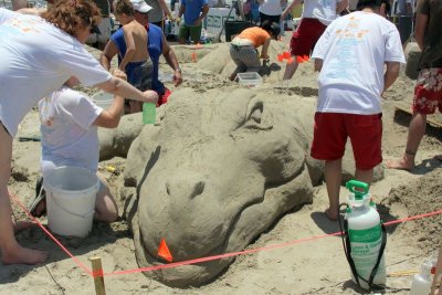 Alligator, sand sculpting competition in East Beach, Galveston, TX