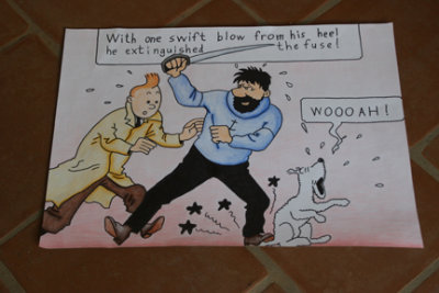Aidan's cartoon drawing, 7th grade, age 12