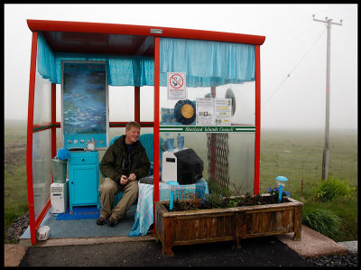 Mickey Maher in Unst busstop!!!