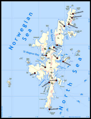 Shetland main islands and villages