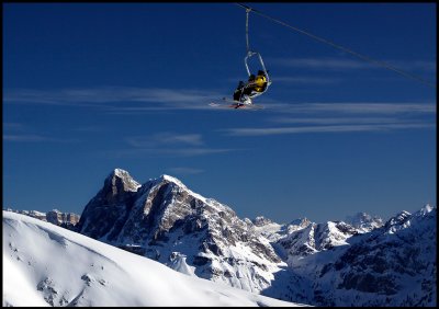 Ski lift in Dolomite Alps / Italy