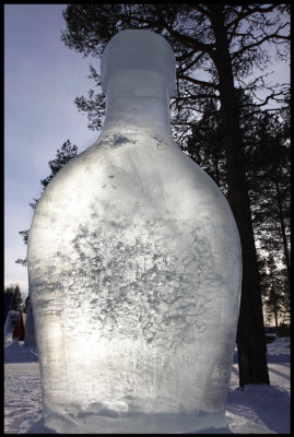3 meter high ice-bottle in Rovaniemi