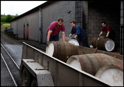 Loading barrels at Glenfarclas