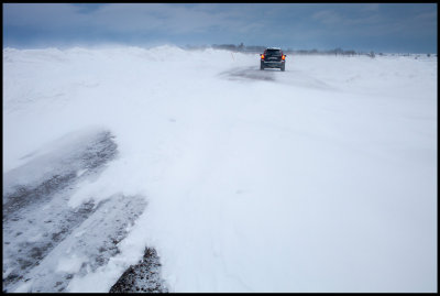 Terrible road conditions near Ventlinge at Christmas day (road closed the day before)