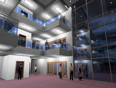 Office Building - Atrium Night View
