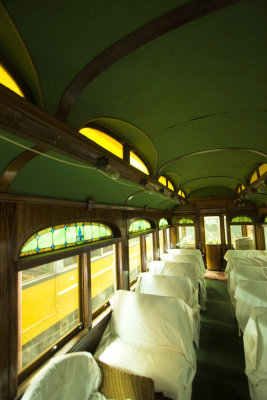 Inside the Descanso Trolley Funeral Car
