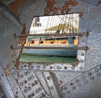 View of HMS Surprise from Inside Bow of Star of India