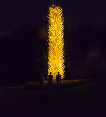 Yellow Icycle Tower in the evening