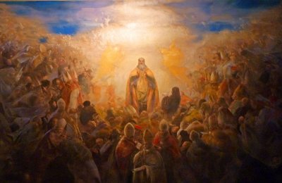 One of many paintings inside the monastery.