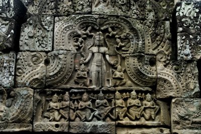 Classic Khmer lintel carvings