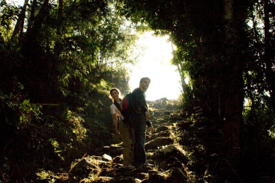 Robin and Sareh on a little stairway