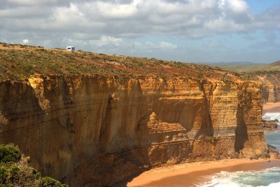 The cliffs east of the Twelve Apostles
The Great Ocean Road is just above