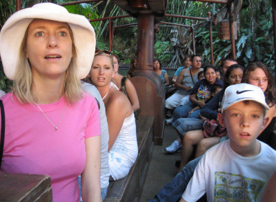 Lini and Jamie on the jungle boat, Disneyland 2006