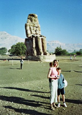 Lini and Jamie at the Colossi of Memnon
