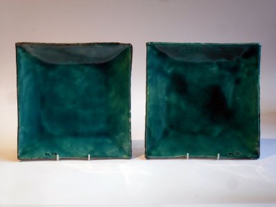 Two Turquoise Square Plates