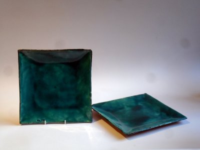 Two Turquoise Square Plates