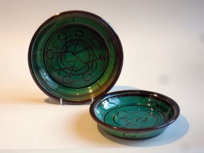 Two Dishes, Turquoise and Green