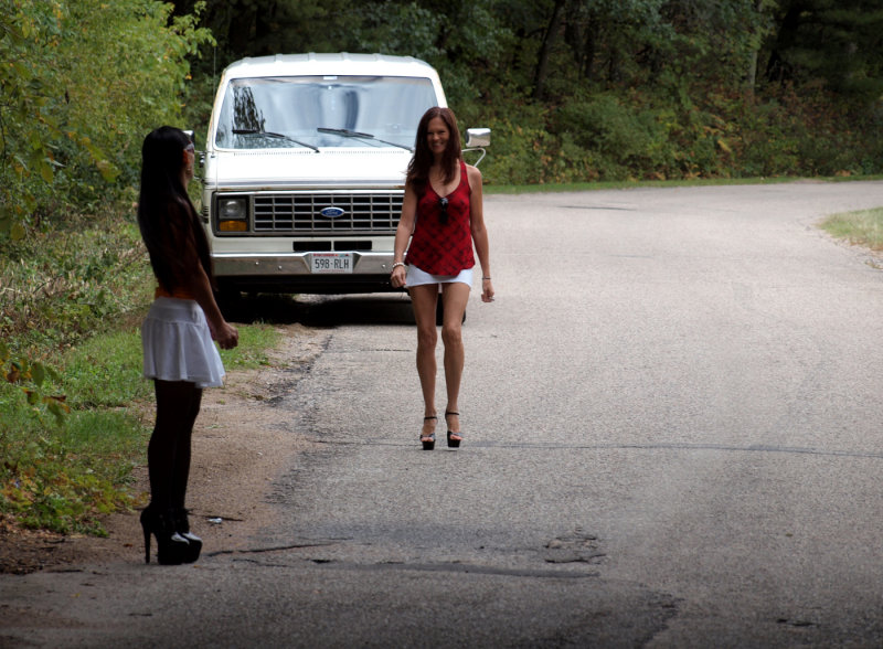 Here Comes Cindy...That's My Mobile Dressing Room Behind Her