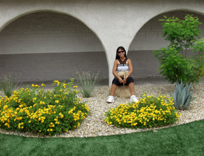 Before We Got To The Strip, Eve Had To Pose By These Flowers