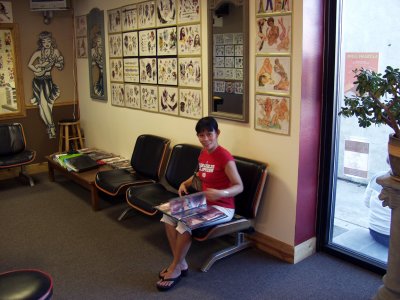 Eve Doing A Little Browsing While we're Getting Ready.