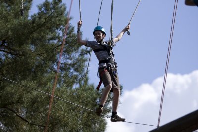 Centre Parcs 2009 - Ryan on the confidence course and abseiling