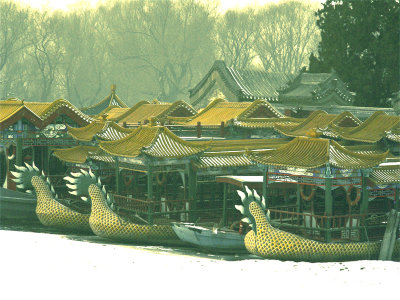 boats in snow summer palace_Beijing China