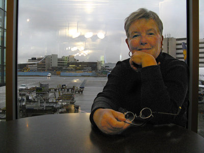 Margaret waiting for the connecting flight .. B0680