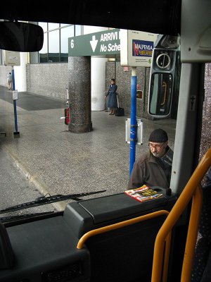 Waiting to board the shuttle bus to Milan .. B0703