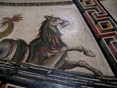 In the Sala Rotunda,  floor mosaic from the Baths of Otricoli in Umbria .. R9491