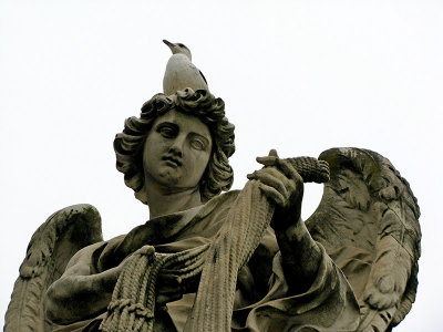 On the Ponte SantAngelo, Berninis angel, closeup<br/>R9551