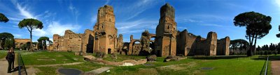 A 180 degree panorama of the Baths of Caracalla