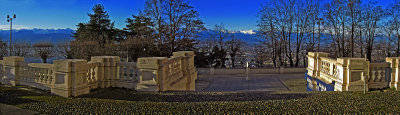 Panorama of Torino and the Alps from the porch of the Basilica di Superga