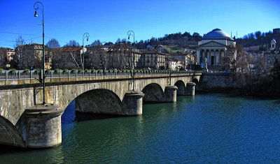 Fiume Po,  Ponte  Vittorio Emanuele I   .. 1957