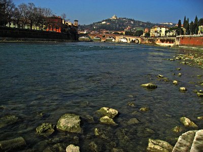 Fiume Adige, looking upstream to the ponte Pietra .. 2550
