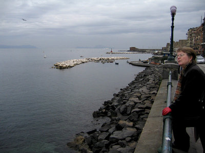 Margaret enjoying the view along the Lungomare ..  7370