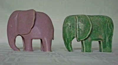 pink and green elephants