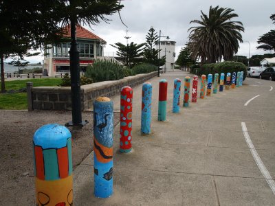 Bollards at Williamstown beach.