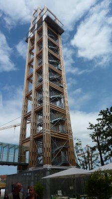 the 66,72m high wooden info tower