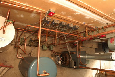 Looking Down- 2 Hot Water Heaters and Boiler