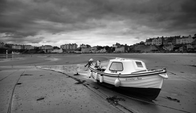 Lorraine Ann on the beach at low tide. Port Erin