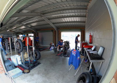 Inside the Red Bull Honda garage, Croft test day