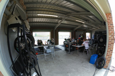 Inside the Stobart Honda garage, Croft test day