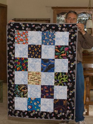 Bunnys Boys quilt with motorcycle theme