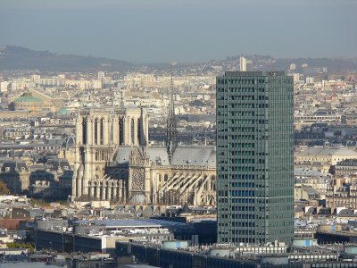 from right to left : Jussieu University, Notre-Dame de Paris, roof of Opera House (Garnier)